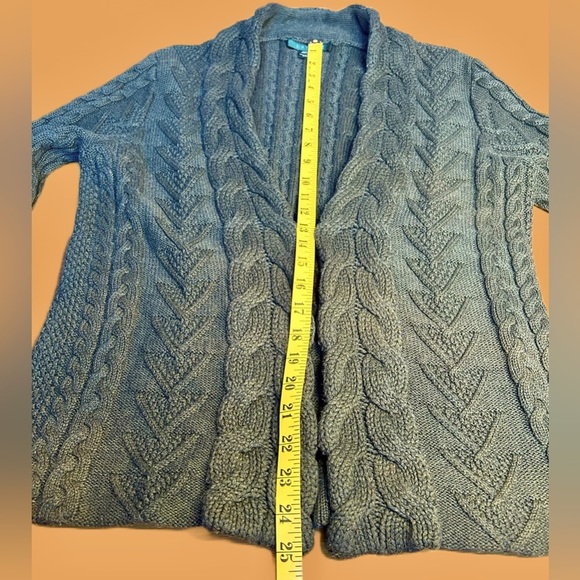 Lauren Ralph Lauren Cotton Cable Knit Green Cardigan with Hook & Eye Closure, M - Picture 8 of 9
